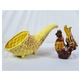 Royal Haeger Basketweave Ceramic Cornucopia & BMP