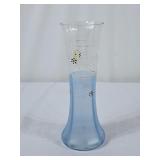 Vintage Handpainted Blue Frosted Glass Vase