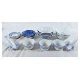 Asian blue and white porcelain dinnerware pieces
