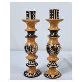 Carved Soapstone Candle Holders 10.5'H