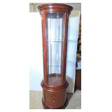 Mahogany vintage display cabinet curved glass
