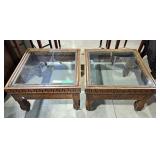 Pair of rustic wood side table