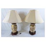 Pair of 25' Japanese matching table top lamps