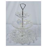 Vintage Opalescent Three Tier Serving Plate