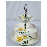 Vintage Sovereign Potters Yellow Rose Three Tier