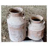 Pair or Vintage Milk Cans. 16" & 23" high