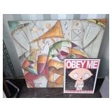 Stewie funny sign and abstract artwork