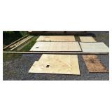 Various pieces of plywood, 1 post, planking, etc