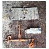 Trailer plate, chain binder, and trailer coupler
