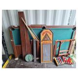 Billiards pool table with accessories.