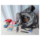 Metal clad cable, caution tape, wire, fuses, etc