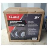 Rolling 2pk 4.10x3.50-4 flat free wheel assembly