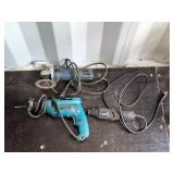 Bosch 4 1/2" grinder, makita drill, and electric