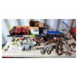 Saw horse clamps, hooks, spindle, hitches, etc
