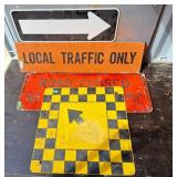 3 metal construction signs and 1 wood.
