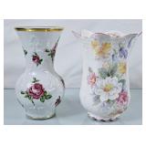 Pair of Pretty Floral Vases - Tallest is 9.5"H