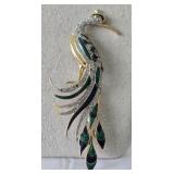 Vintage Large 5.5" D Orlan  Peacock Bird Brooch