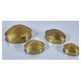 Vintage Brass Clam Shell Nesting Trinket Boxes