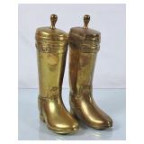 Vintage Solid Brass Boot Bookends - 8"H