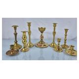 Assortment of Brass Candle Holders