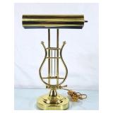 Lovely Lyre Shaped Brass Piano Lamp - 16"H