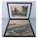 Pair of Vintage Car Tgemed Prints - 20.5"Wx16.5"H