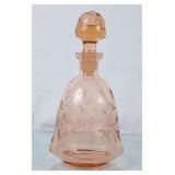 Vintage Peach Coloured Etched Glass Decanter -