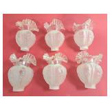 6, 7"h  vintage frosted and clear glass