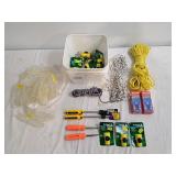 Safety glasses, hose shut off valves,