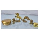 Vintage Brass Unicorn, Dolphins, Teddy Bears, &