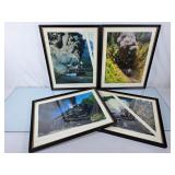 Set of Four Locomotive Prints - 21"Hx17"W