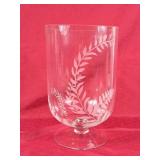 Beautiful Fern Etched Footed Glass Hurricane -