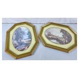 Matching Hexagon Frames w/Landscape Prints -