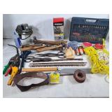 Various Saws, Sand Papers, Hammers, Chalk Line,