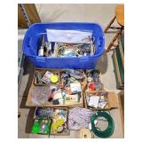 Tote with light fixtures, hardware, gauges,