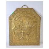 Antique embossed or brass fire screen or hearth