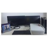 Complete Desktop Setup with Two Monitors, hp