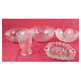 Lovely Cornflower Vase & Frosted Glass Serving