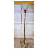 Brass base floor torchiere lamp with glass