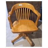 Vintage wooden swivel banker