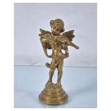 Vintage Solid Brass Cherub Figurine - 5.5"H