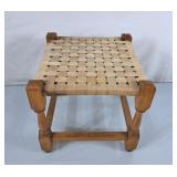 Wood Stool w/Woven Seat - 11.5"H