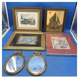 Gold Framed Sailboat Artwork, Foil Art & Italian