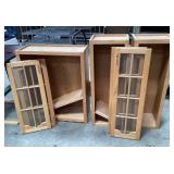 3 Oak Kitchen Cabinets with Glass Front Doors