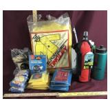Lot of Ponchos, Water Bottles, Emergency Blankets,