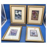 4 New-ish Gold Framed Floral Prints