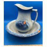 Antique Blue/White Salt Glazed Wash Basin Set