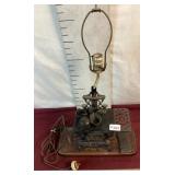 Unique Vintage Cast-Iron Stove Lamp w/ Accessories