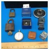 Vintage Locks, Camera Lenses, Stopwatch, etc.