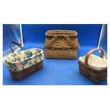 3 Small/Medium/Large Longaberger Baskets & Liners